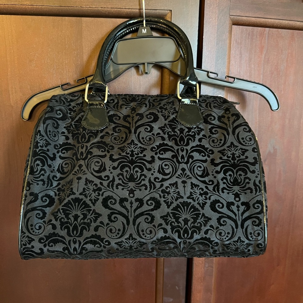 Elegant Black Patterned Handbag